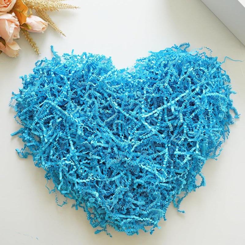 Bobobag - 4oz Crinkle Cut Paper Shred Filler Recyclable Gift Wrap Confetti Raffia Grass Shred Paper for Easter Baskets Filler Creative Eggs Decor (Blue) - Image 2